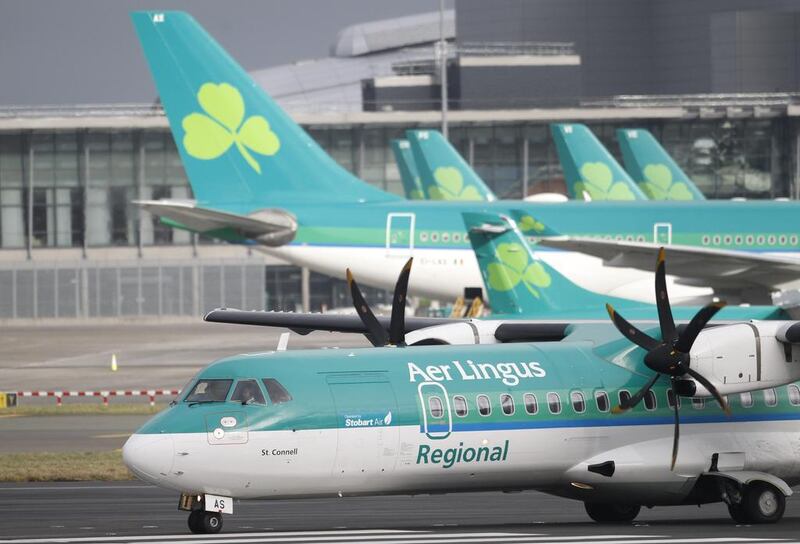 Aer Lingus planes at an airport.AP