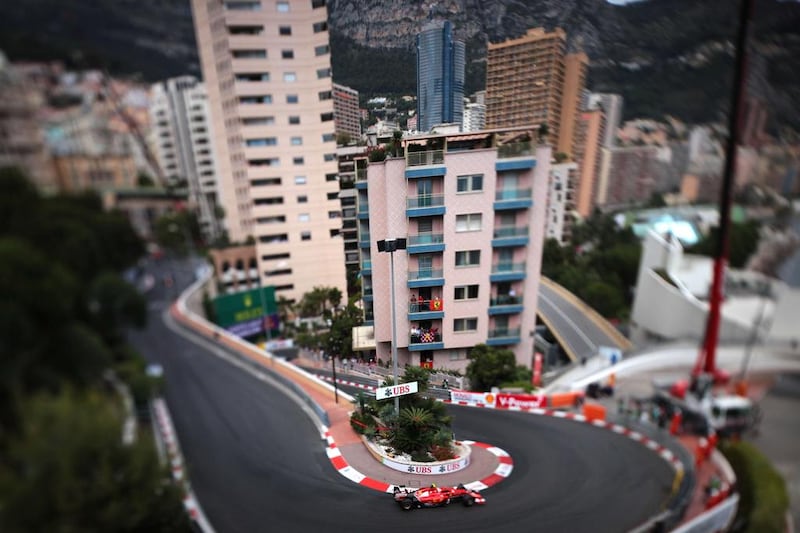 Ferrari driver Kimi Raikkonen drives around the Monaco street course at the Monaco Grand Prix on Sunday. Raikkonen finished 12th. Jean-Christophe Magnenet / AFP