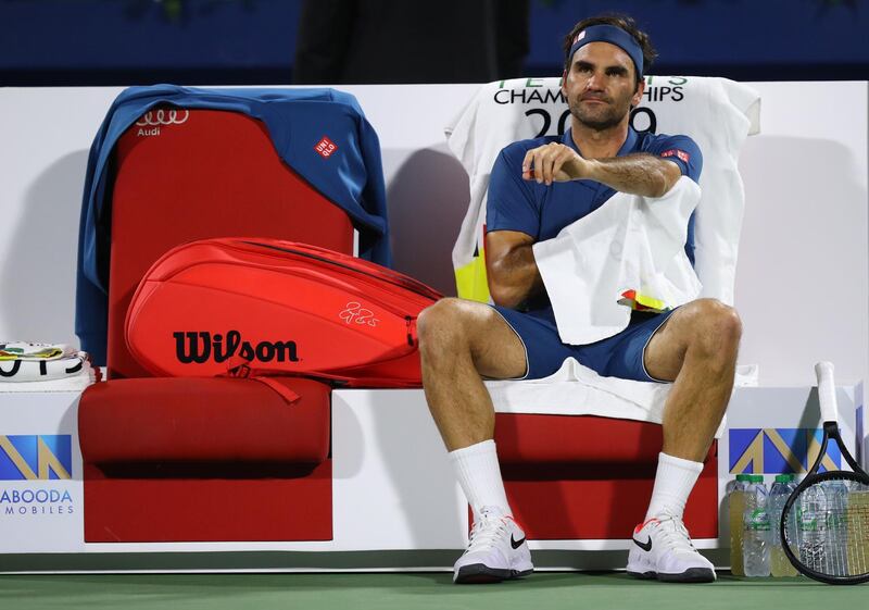 Federer takes a break during a change of ends. Getty Images