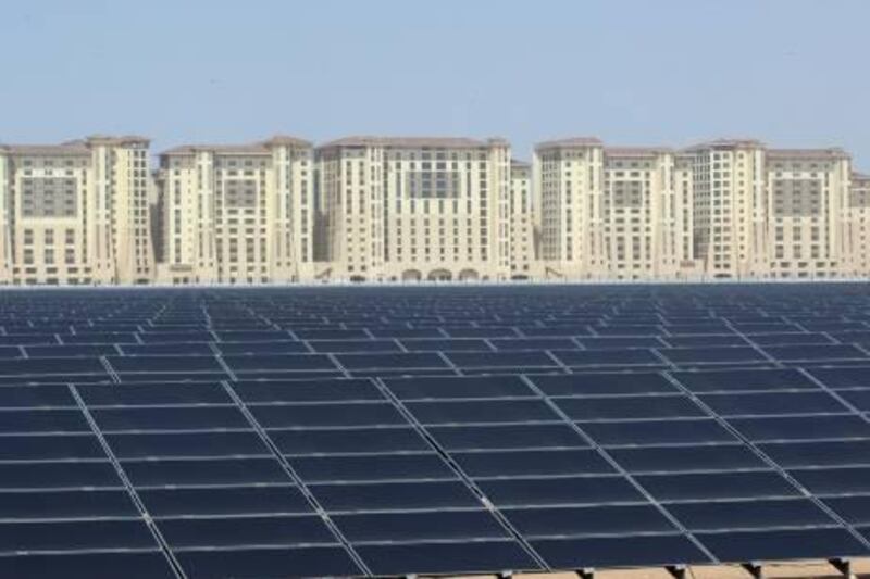 ABU DHABI - 16JAN2011 - The 10MW Solar photovoltaic farm at Masdar City in Abu Dhabi. Ravindranath K / The National