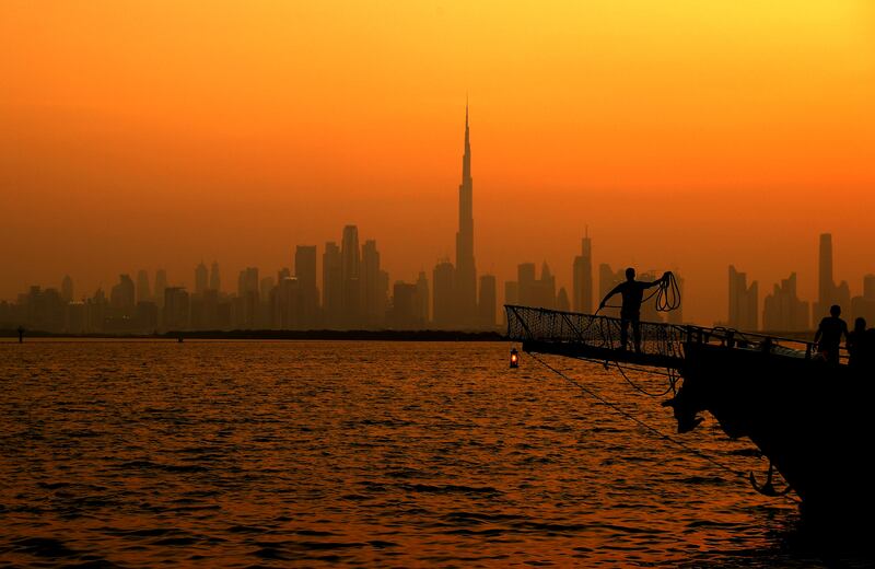The Dubai Skyline. The non-oil business activity in the emirate improved sharply in February. Getty Images