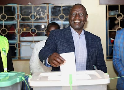 Kenya's Deputy President and presidential candidate William Ruto casts his vote during the general elections. Reuters