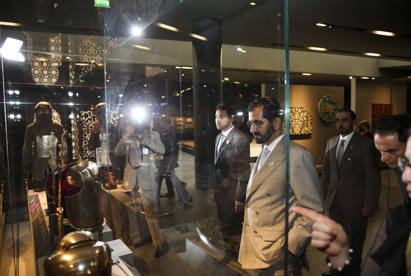  June 12, 2013 - Sheikh Mohammed bin Rashid tours the Islamic-art pavilion at the Louvre in Paris, France.  WAM