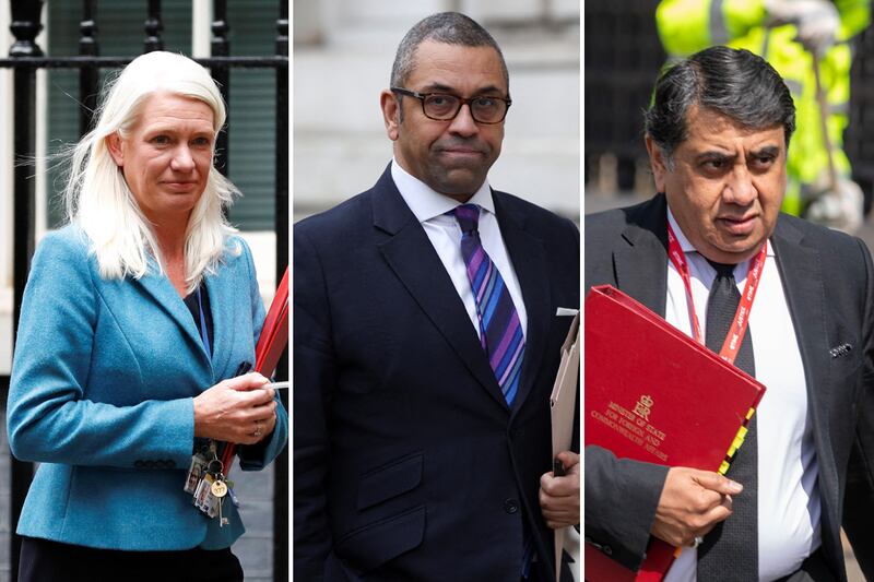 Amanda Milling, James Cleverly and Lord Ahmad, who all have new roles relating to the Middle East. Reuters