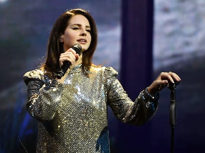 LAS VEGAS, NV - FEBRUARY 16:  Singer/songwriter Lana Del Rey performs during a stop of her LA to the Moon Tour in support of the album "Lust for Life" at the Mandalay Bay Events Center on February 16, 2018 in Las Vegas, Nevada.  (Photo by Ethan Miller/Getty Images)