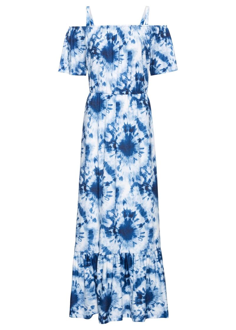 Maxi tie-dye Bardot dress, Dh183, Bonprix