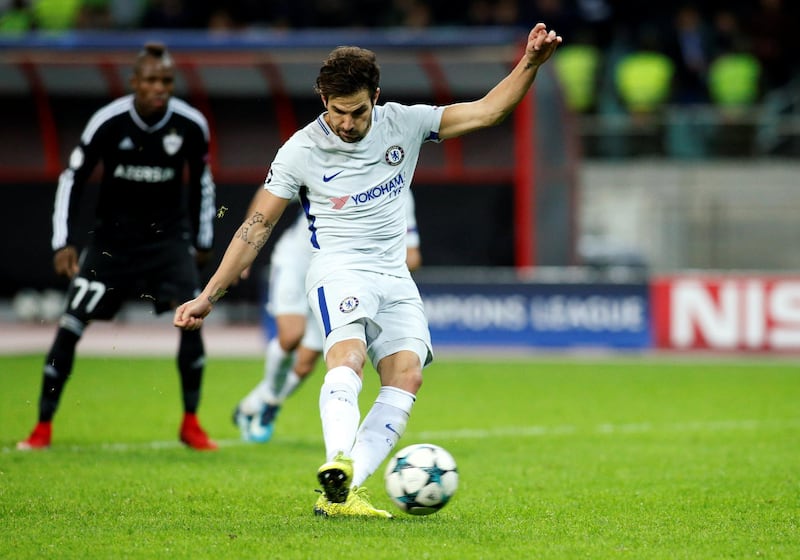 Cesc Fabregas scores Chelsea's third goal from the penalty spot. David Mdzinarishvili / Reuters