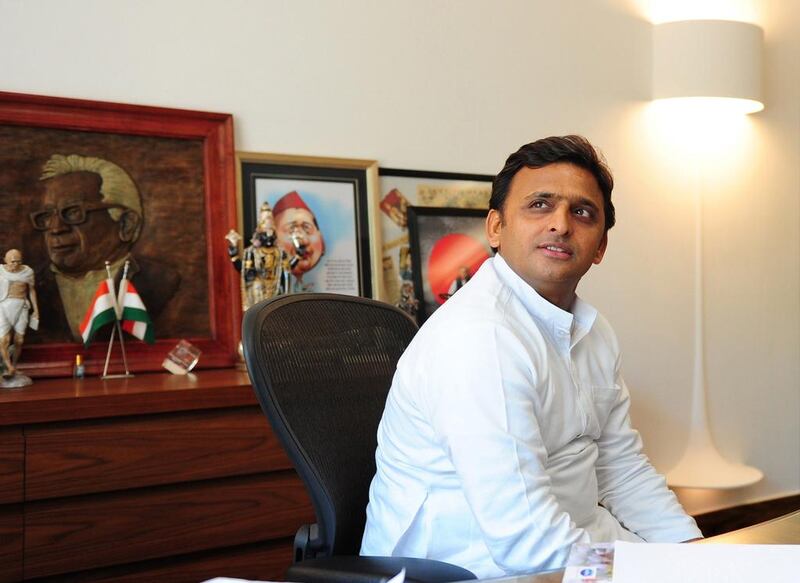 Akhilesh Yadav, chief minister of the Uttar Pradesh state, is under fire for failing to stop crimes as UP recently gained the reputation of 'failed state' following a spate of rapes and killings. Sanjay Kanojia / AFP

