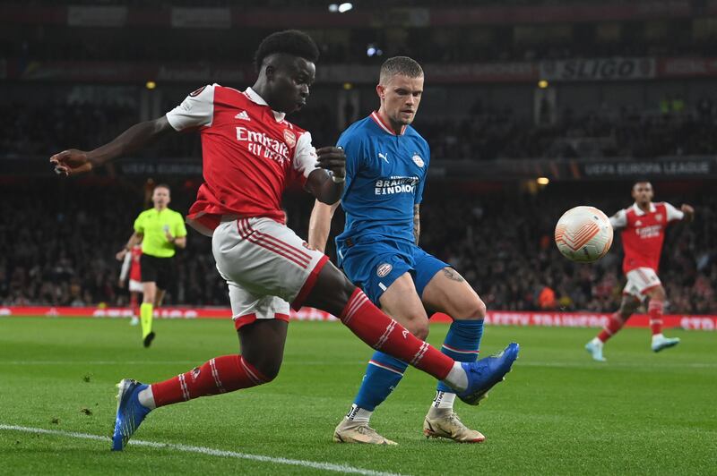Bukayo Saka - 7, Was a constant threat and showed quality with his passing, crossing and dribbling – even if none of those resulted in him getting a goal or assist as he was denied by Walter Benitez after breaking through on goal. EPA