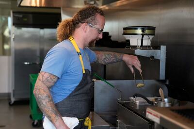 Chef Zach Tyndall has already experimented with a smoked chicken salad and a chicken thigh dish using animal-cell-cultivated meat. AP