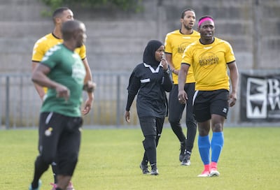 Jawahir Jewels, or JJ as she is commonly known, officiating at a game with education and social inclusion charity Football Beyond Borders in south London. Photo: Shutterstock