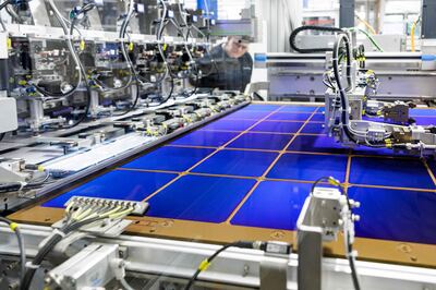 A solar cell plant of Swiss group Meyer Burger in Bitterfeld-Wolfen, eastern Germany. AFP