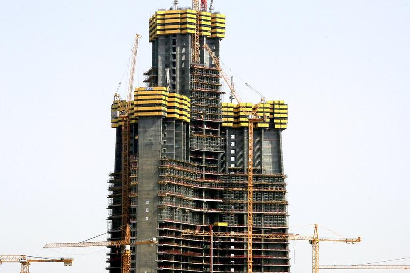 The construction team working on the Jeddah Tower project has completed the podium structure and reached the 40th vertical floor. Pictured is the tower on Sunday, May 15,2016. Susan Baaghil for The National