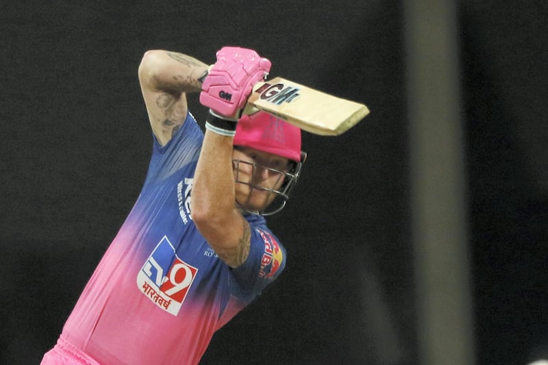 Ben Stokes of Rajasthan Royals plays a shot during match 45 of season 13 of the Dream 11 Indian Premier League (IPL) between the Rajasthan Royals and the Mumbai Indians at the Sheikh Zayed Stadium, Abu Dhabi  in the United Arab Emirates on the 25th October 2020.  Photo by: Pankaj Nangia  / Sportzpics for BCCI