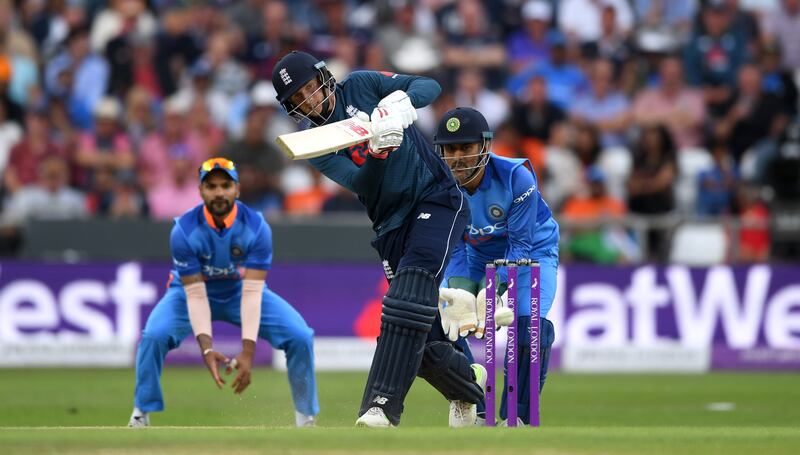 LEEDS, ENGLAND - JULY 17:  Joe Root of England bats during the 3rd Royal London One-Day International match between England and India at Headingley on July 17, 2018 in Leeds, England.  (Photo by Gareth Copley/Getty Images)