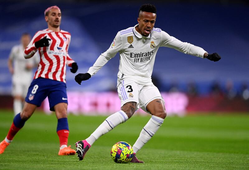 Real Madrid defender Eder Militao controls the ball. AFP