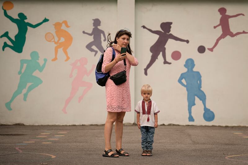 About 100 Ukrainian refugee children started school on Thursday in Bucharest, Romania. AP