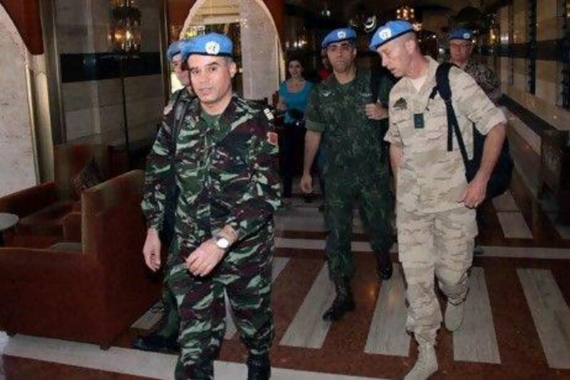 The first six UN observers arrived in Damascus late on Sunday. Led by Colonel Ahmed Himmiche of Morocco,  25 more observers are expected to arrive in Syria in the coming days.
