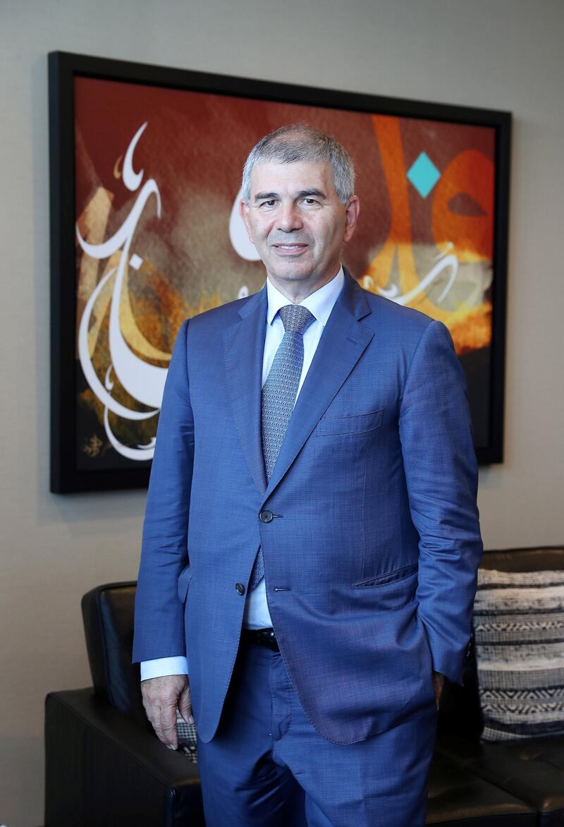 DUBAI ,  UNITED ARAB EMIRATES , JUNE 10 – 2019 :- Patrick Chalhoub, the co-CEO of the Chalhoub Group, a luxury retail giant at his office in Dubai Design District in Dubai.  ( Pawan Singh / The National ) For Business. Story by Deena Kamel 