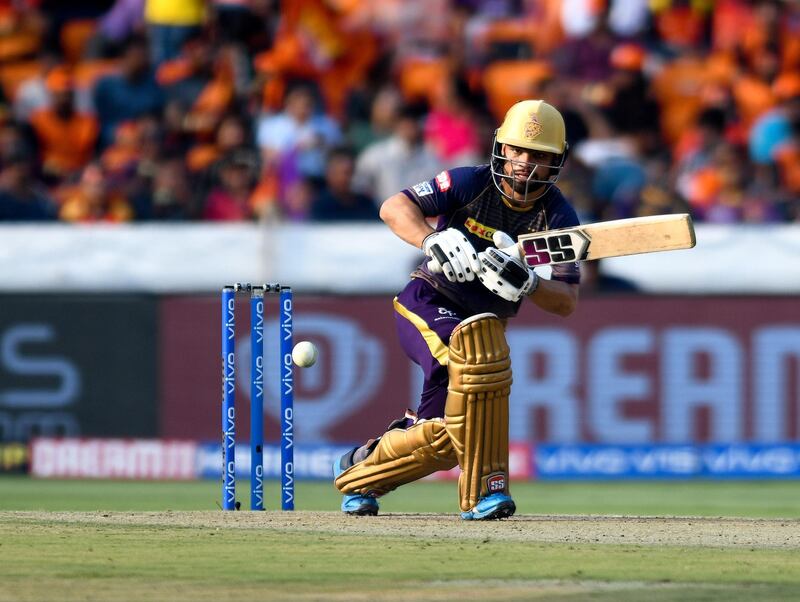 Kolkata Knight Riders cricketer Rinku Singh plays a shot during the 2019 Indian Premier League (IPL) Twenty20 cricket match between Sunrisers Hyderabad and Kolkata Knight Riders at the Rajiv Gandhi International Cricket Stadium in Hyderabad on April 21, 2019. (Photo by NOAH SEELAM / AFP) / ----IMAGE RESTRICTED TO EDITORIAL USE - STRICTLY NO COMMERCIAL USE-----