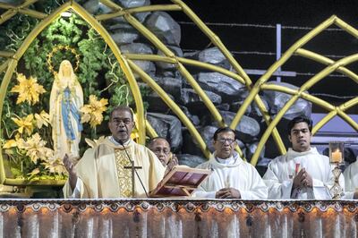 DUBAI, UNITED ARAB EMIRATES. 25 DECEMBER 2019. Midnight Mass at St Mary’s in Dubai to celebrate Christmas. The Service. (Photo: Antonie Robertson/The National) Journalist: None. Section: National.
