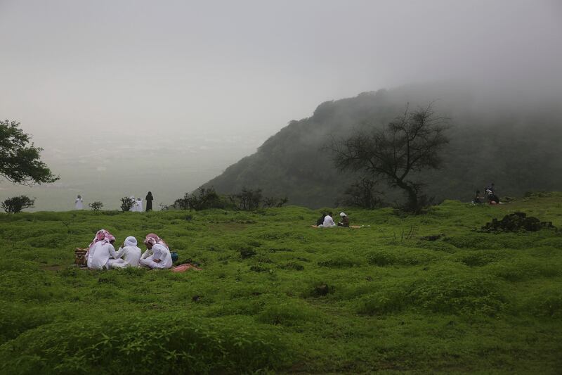 Omani families picnic on Jebal Ayoub, north of Salalah. AP 