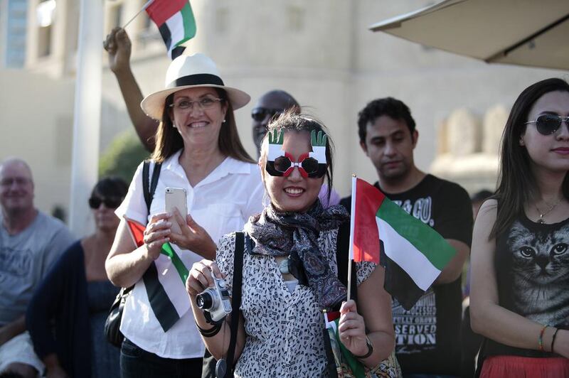 Anything in UAE colours was enough to set the patriotic mood for National Day holiday shopping. Sarah Dea / The National