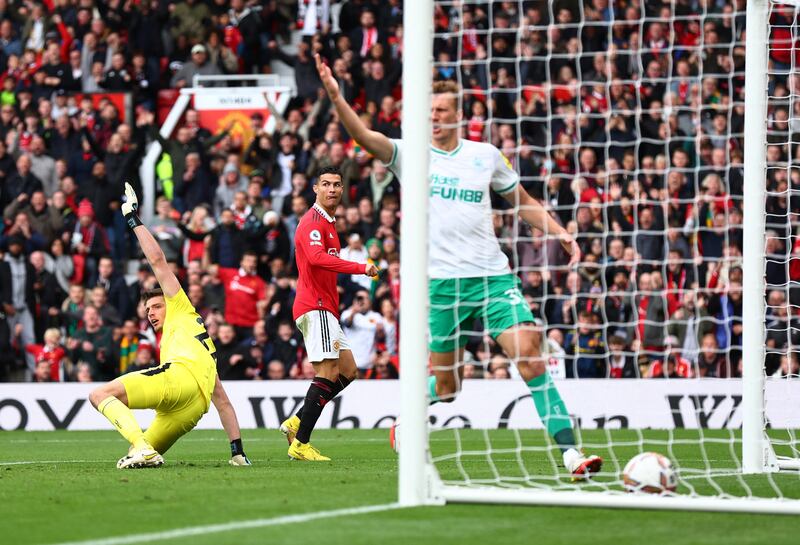 Manchester United's Cristiano Ronaldo has the ball in back of net but had been caught offside. Reuters