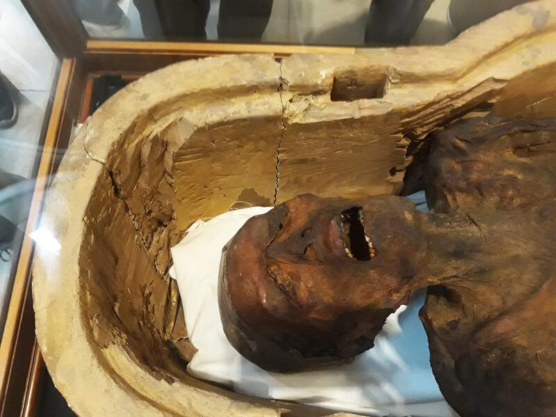 A photo of the "Screaming Mummy" at the Egyptian Museum in Cairo's Tahrir Square on February 14, 2018. Khaled Desouki / AFP