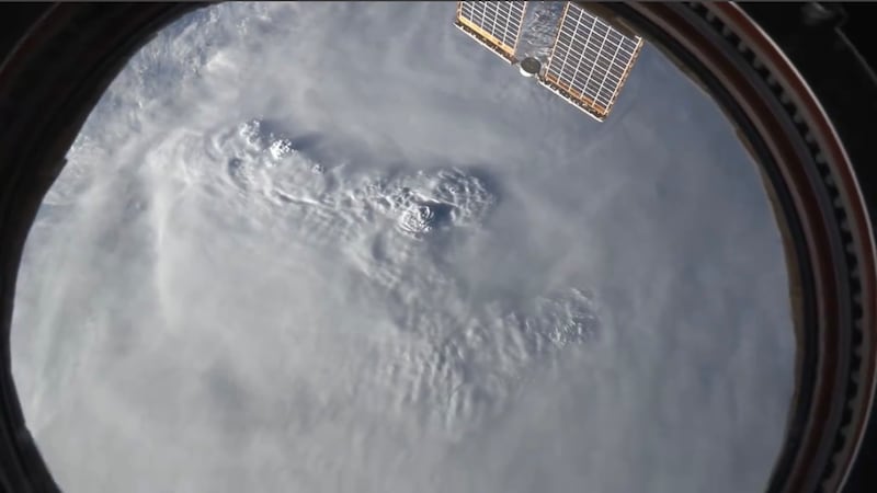 The eye of Cyclone Biparjoy in footage captured by the UAE astronaut on June 13. Photo: Sultan Al Neyadi