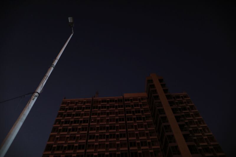 A switched-off lamppost near the headquarters of Lebanon Electricity company. Getty images