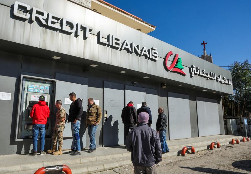 A fortified Credit Libanais Bank in Chtaura, Lebanon, in January.  Reuters