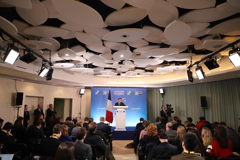 France's President Emmanuel Macron gives a press conference. AFP