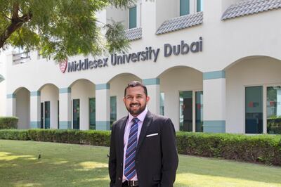 Dr Sreejith Balasubramanian from Middlesex University in Dubai says he would like to see more dedicated waste bins for used face masks and plastic gloves. Courtesy - Middlesex University