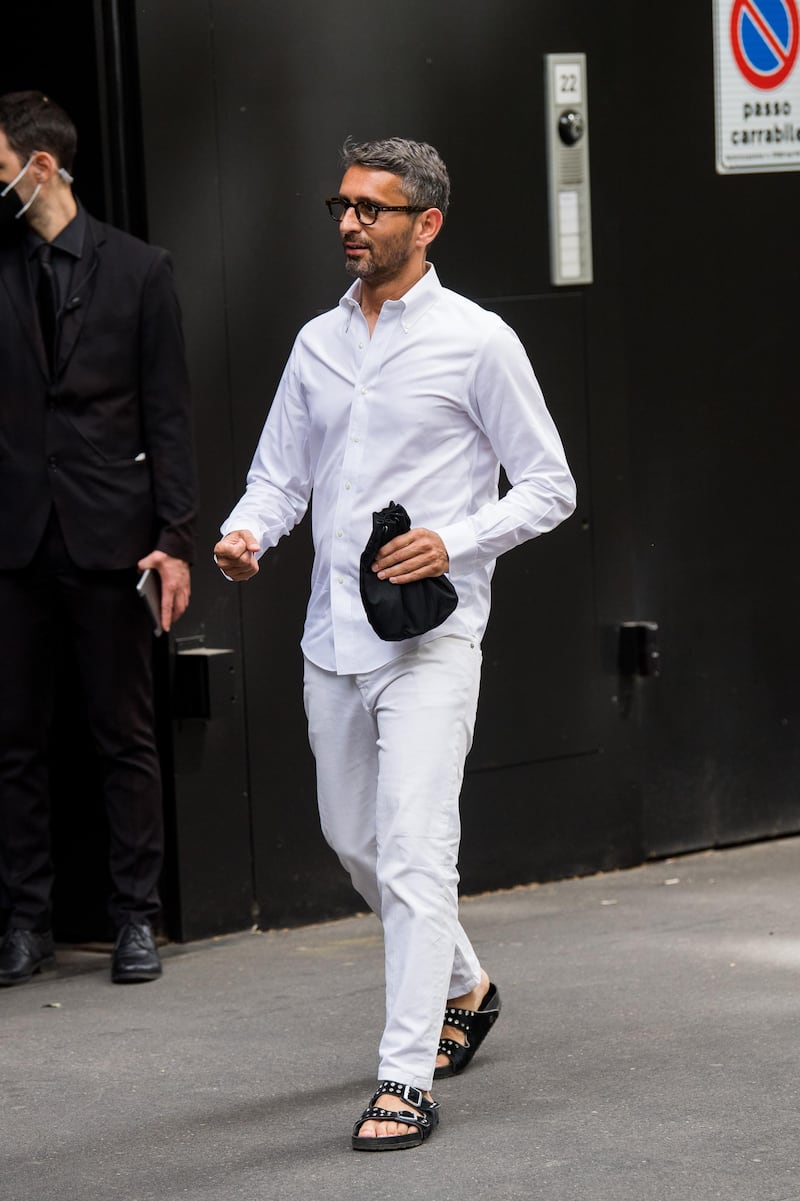 Simone Marchetti arrives at the Dolce & Gabbana show during Milan Men's Fashion Week on June 19, 2021 in Milan, Italy. Getty Images