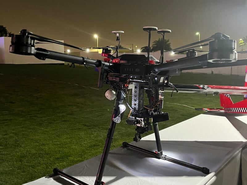 The Matrice 600 drone requires two people to operate, with one to fly it and the other to shoot its gun.