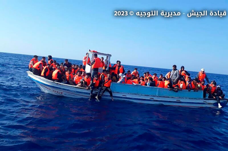 An overcrowded boat in the Mediterranean Sea near the shores of Tripoli, north Lebanon. AP Photo