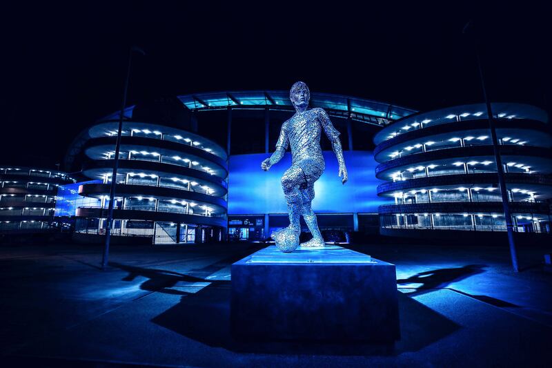 Manchester City unveil a statue of club legend David Silva at the Etihad Stadium. Courtesy Manchester City FC