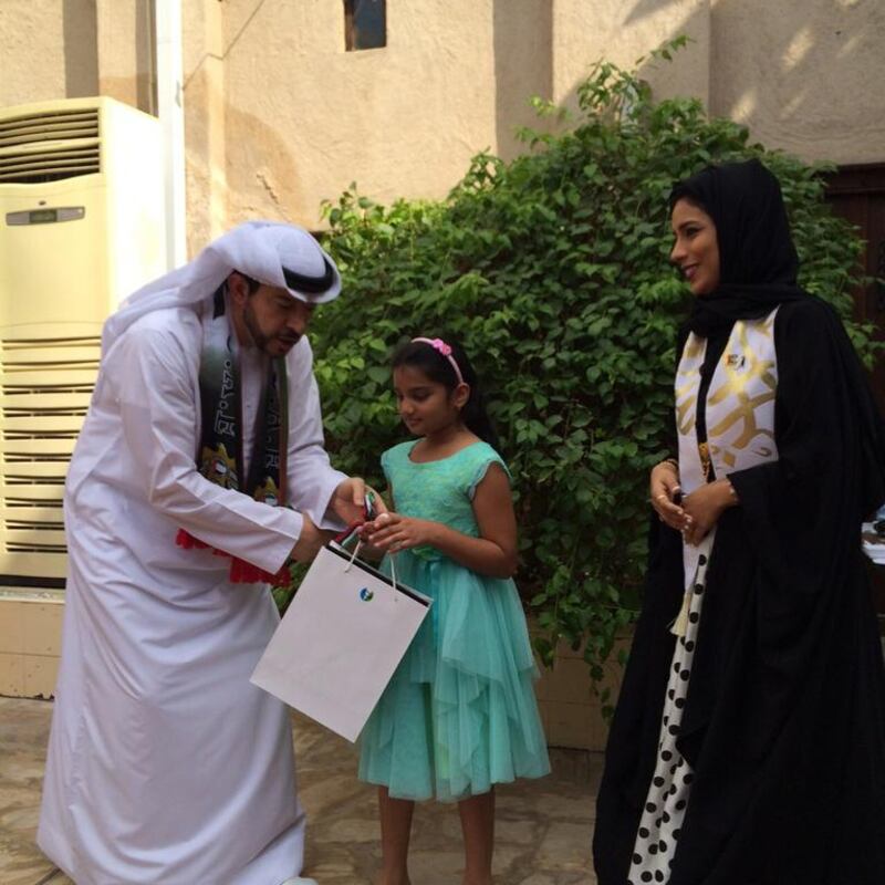 Neha Iyengar collects her award for being one of the winners of the Treasures of the UAE competition, an annual calendar competition for school children organised by Sheikh Mohammed Centre for Cultural Understanding (Courtesy: SMCCU)