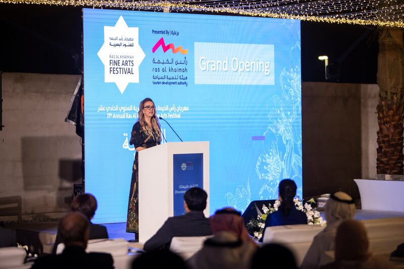 Natasha Ridge, founding executive director of the Sheikh Saud bin Saqr Al Qasimi Foundation for Policy Research, speaking at the RAK Fine Arts Festival 