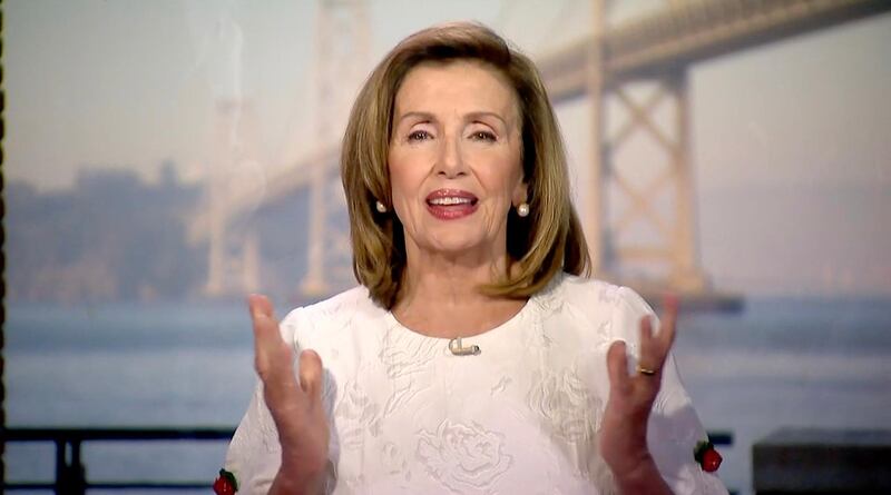 Speaker of the House Nancy Pelosi speaking during the third night of the 2020 Democratic National Convention (DNC) in Milwaukee, Wisconsin, USA.  EPA