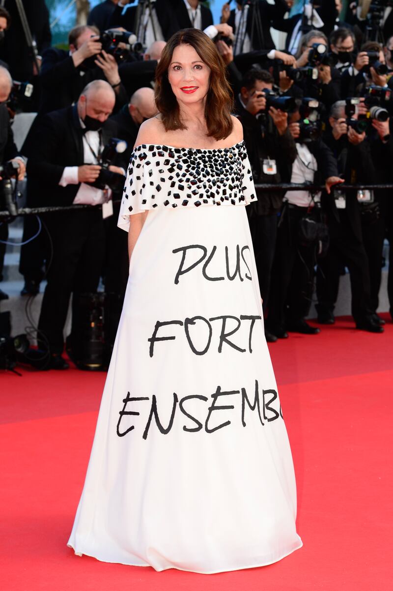 Iris Berben attends the 'Annette' screening and opening ceremony of the 74th annual Cannes Film Festival on July 6, 2021 in Cannes, France.