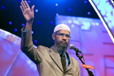 Two stations funded by Zakir Naik's charity have been fined a total of £300,000 after broadcasting hate speeches. Jeff Topping / The National