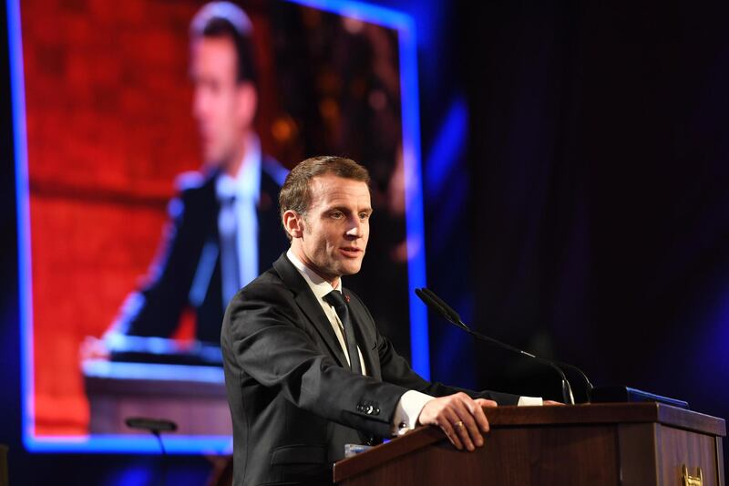 JERUSALEM, ISRAEL - JANUARY 23: French President Emmanuel Macron speaks at the 5th World Holocaust Forum at Yad Vashem Holocaust memorial museum on January 23, 2020 in Jerusalem, Israel. Heads of State gathering in Jerusalem to mark 75 years since the liberation of Auschwitz will be the largest diplomatic event in Israels history, according to the country's Foreign Minister. (Photo by Haim Tzach - Pool/Getty Images)
