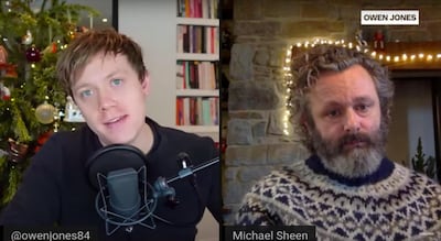 Owen Jones and Michael Sheen in conversation in a video shared on Jones's YouTube channel. YouTube / Owen Jones