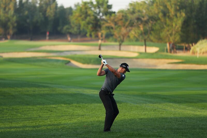 Henrik Stenson plays his third shot on the tenth hole. Getty Images