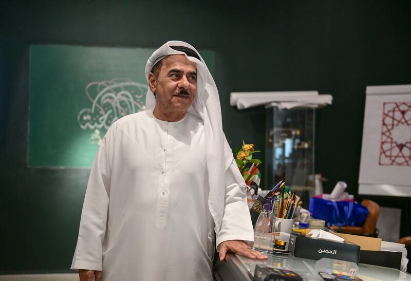 Bait Al Khatt calligraphy workshops and classes are led by 
Mohamed Mandi, who is known for his stylised form of the Arabic alphabet, at the Cultural Foundation in Abu Dhabi. All photos: Khushnum Bhandari / The National
