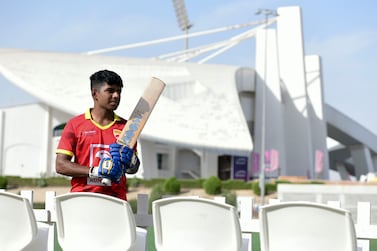 Ethan DÕSouza, 17, selected for the United Arab Emirates senior national team for the series against the West Indies at Zayed Cricket Stadium, Abu Dhabi. Khushnum Bhandari / The National