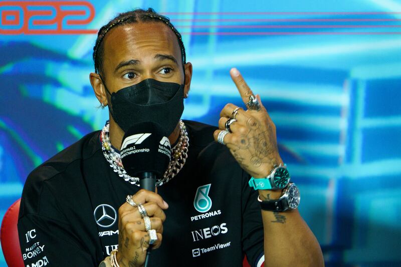 Lewis Hamilton answers questions during the drivers' press conference ahead of the Formula One Miami Grand Prix at the Miami International Autodrome in Miami, Florida, USA, May 6 2022. EPA