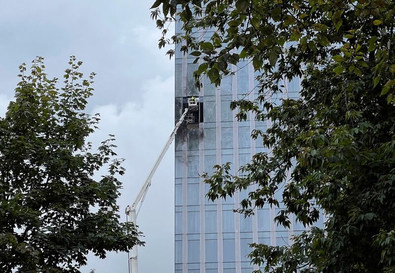 A damaged high-rise in Moscow, following an alleged Ukrainian drone attack, in August. Reuters